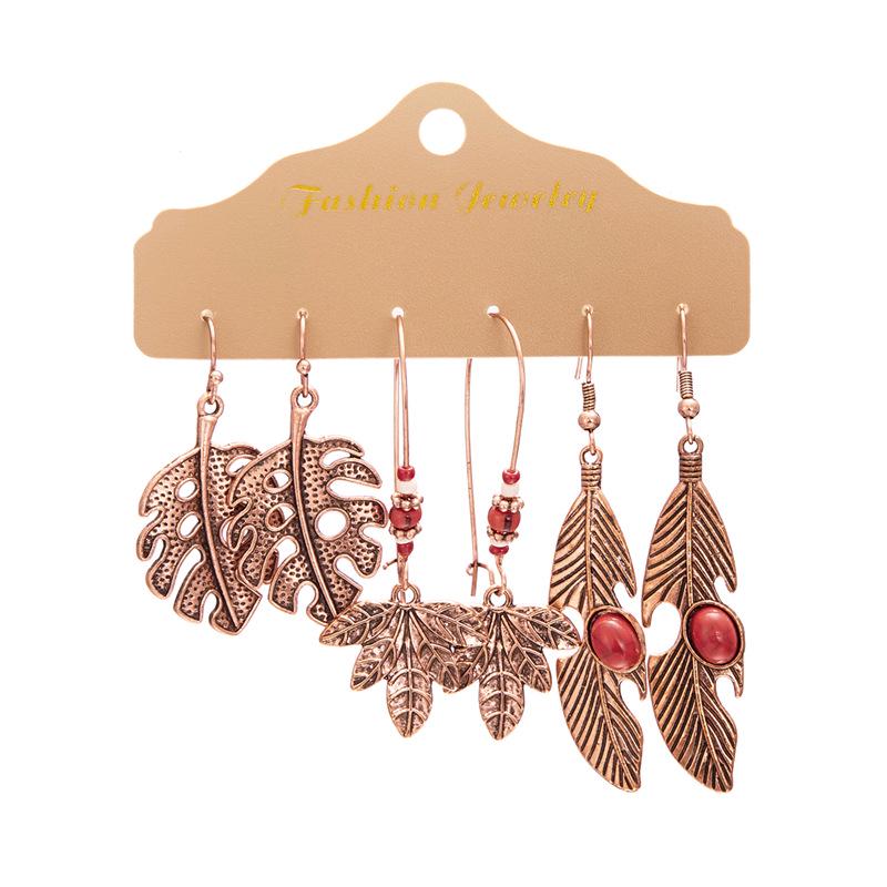 Bohemian Style Tassel & Wing Feather Earrings Set - Ethnic Retro Design