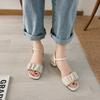 Fashion New Open-toed Casual Sandals 2025 Spring Summer Women's Thick Heel Elegant Middle Heel Buckle Women's Comfortable Shoes
