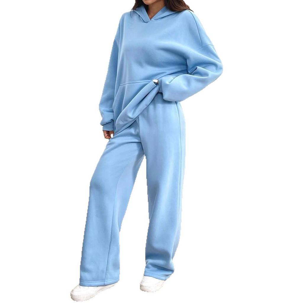 2-Piece Women's Casual Warm Lined Hoodie & Pants Set - Autumn/Winter Sportswear