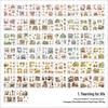 Retro Scenery Die-cut Sticker Book: Washi Paper with Houses, Forests & Coffee Themes