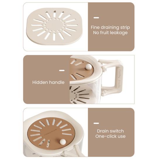 Yousheng Drain Basket Foldable Handle 2-in-1 Wash Drain Design Kitchen Colander Strainer Storage Bowl Fruit Vegetable Washing Bowl