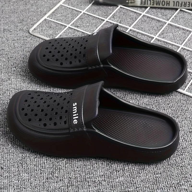 Baotou Slippers ,Women's Flat Bottom EVA Anti-slip Outdoor Half Slippers,Hole Beach Shoes Thick Bottom Breathable