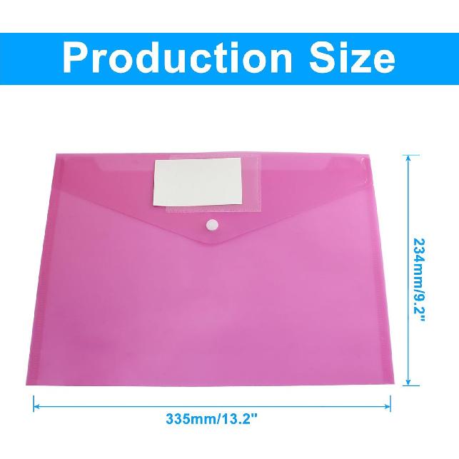 6 Pack Plastic Envelopes Poly Envelopes Folder, A4 Size File Folders for Document File Envelopes with Label Pocket(7 Colors)