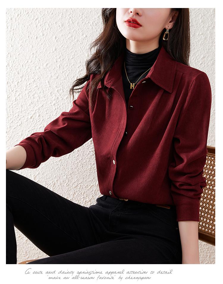Women's Retro Hong Kong-Style Brushed Long Sleeve Shirt - New 2022 Autumn Layered Top