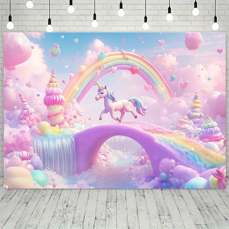 Large-sized Pastel-colored Unicorn Rainbow Polyester Background Fabric and Party Wall Decorations