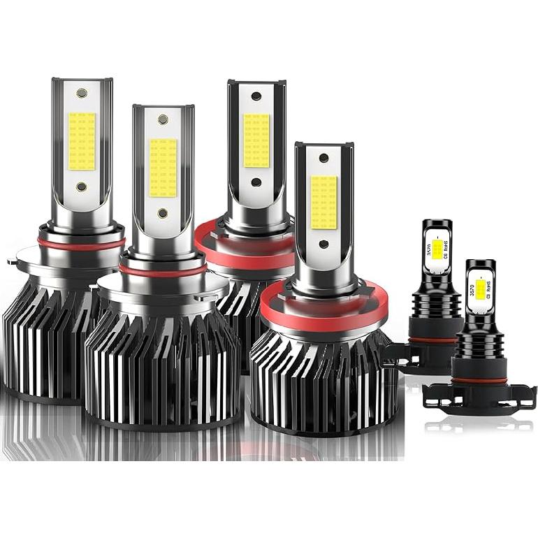 Compatible For Chevy Silverado 1500 2500HD 2007 2008 2009 2010 2011 2012 2013 2014 2015 Bulbs, 9005 H11 High/Low Beam With 5202 Fog Light Bulbs, 600%