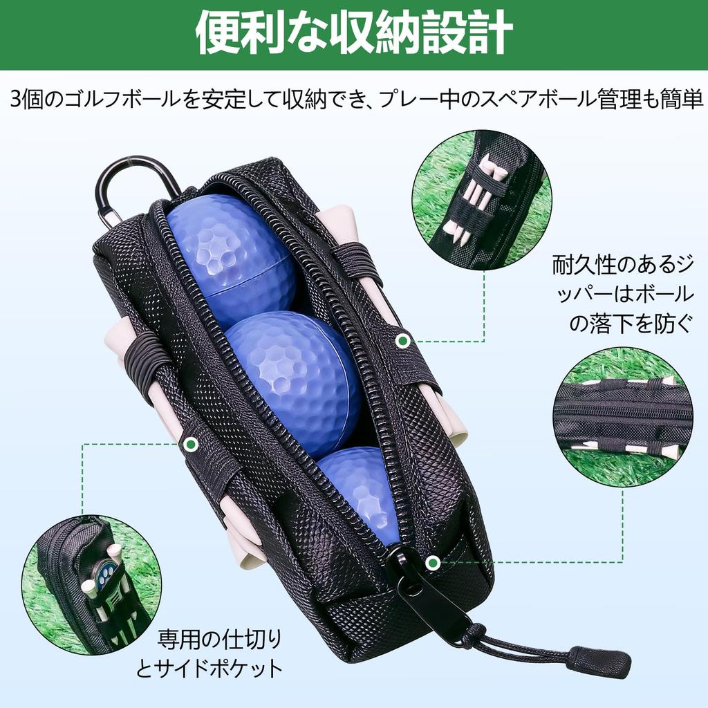 Golf ball case, golf ball holder, 3 pieces, compatible with