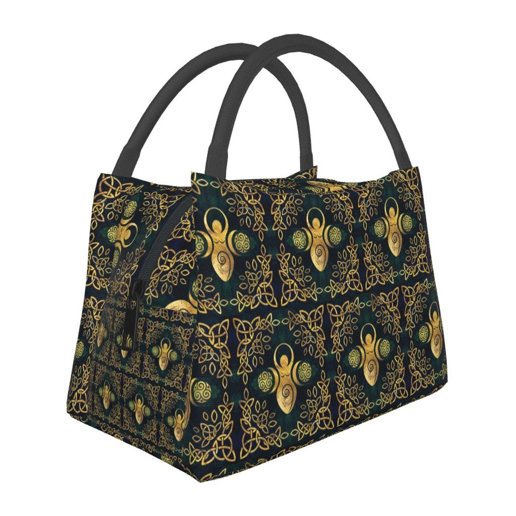 Triple Moon With Triskelion Pentagram Pagan Wiccan Insulated Lunch Bag Food Boxes Container Cooler Thermal Lunch Box Tote