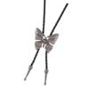 Vintage Adjustable Leather Cord Bolo Tie With Alloy Butterfly Pendant Jewelry Necklace For Western Fashion Enthusiasts