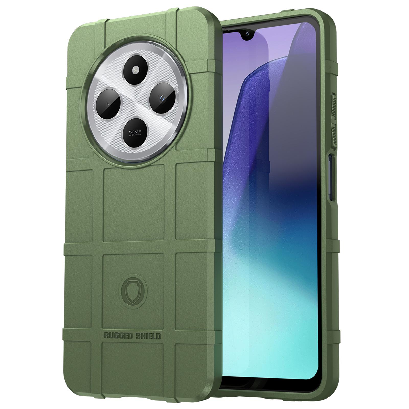 

For Xiaomi Poco C75 4G/Redmi 14R 5G/14C 4G Case Grid Design Soft TPU Scratch-Proof Phone Cover Green