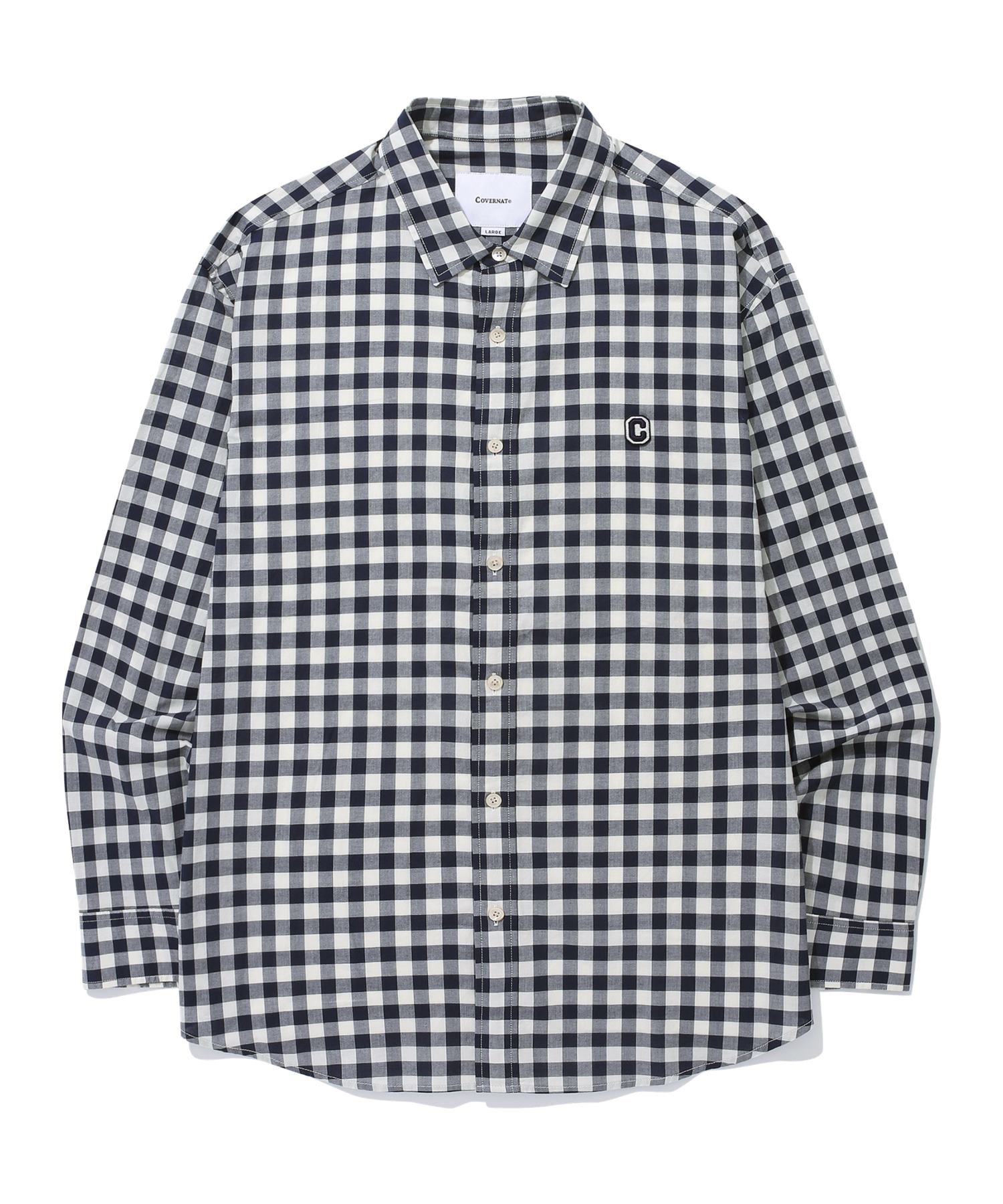 Covernat Gingham Check Shirt Navy Navy/S