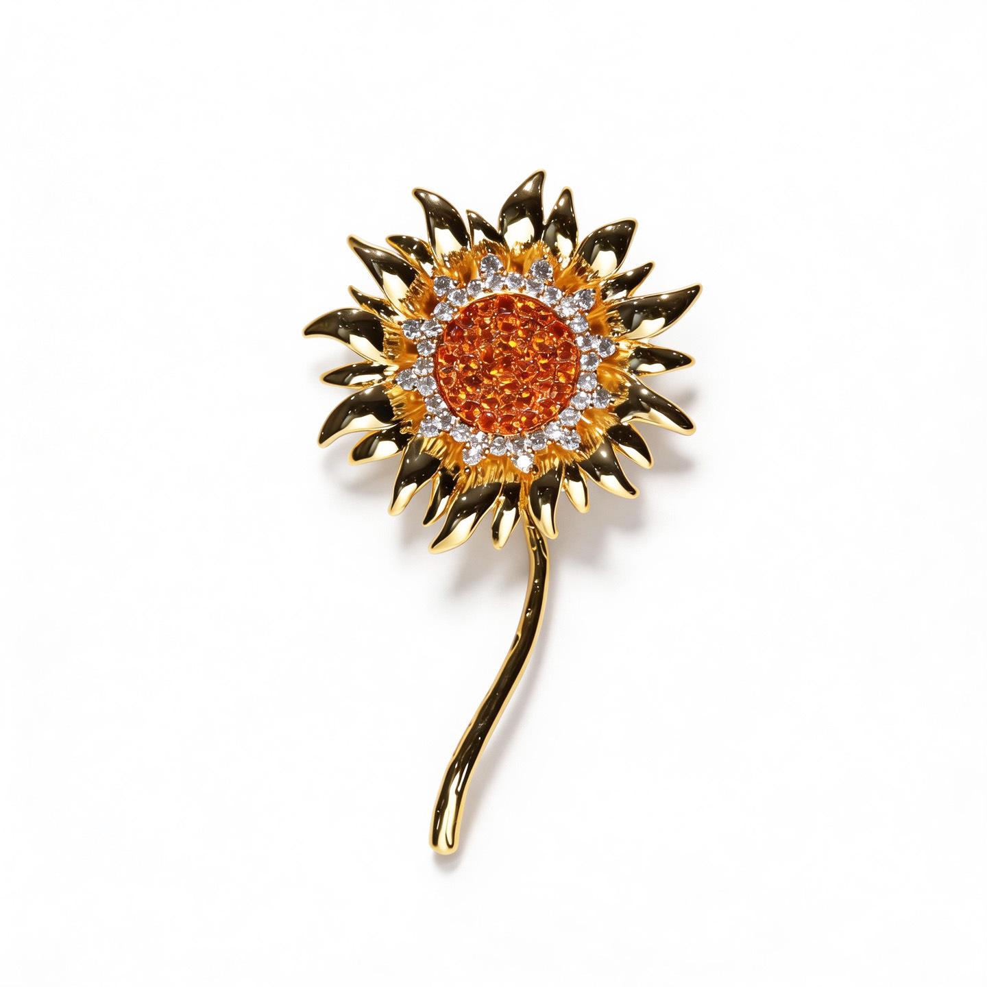 Bo Xin Yun Sunflower Brooch: Fashionable, Simple Pastoral Style Accessory for Versatile Use