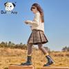 CHANZUIGOU Girls' Retro Plaid Wool Blend Pleated Skirt
