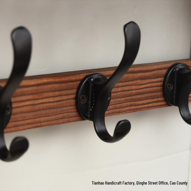 Wall-Mounted Solid Wood Coat, Hat & Key Rack for Entryway Storage