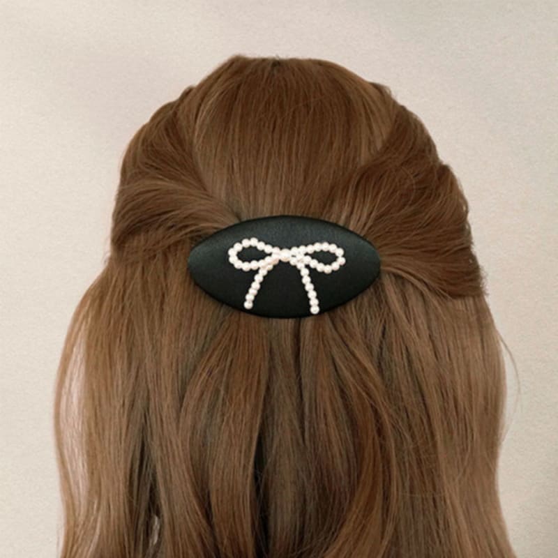 

Favorite Noun Pearl Ribbon Hairpin Black