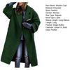 Women Autumn Winter Long Woolen Coat Lapel Long Sleeve Solid Color Printing