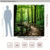 Forest Path Shower Curtain Green Trees and Wooden Bridge Print Polyester Bath Curtain with 12 Hooks for Nature Decor