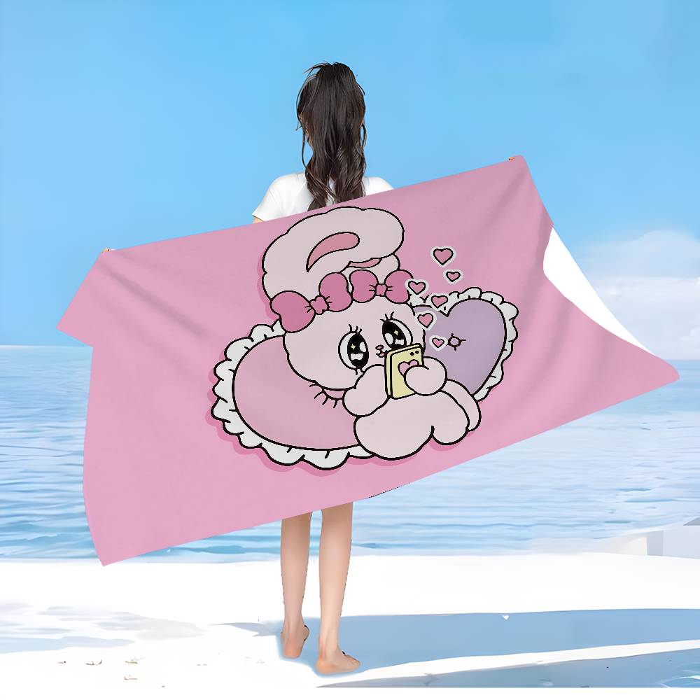 E-Esther Bunny Cartoon Big Microfiber Beach Towels Quick Dry Towel Sand Beach Towels Pool Towel for Travel Swim Pool Yoga