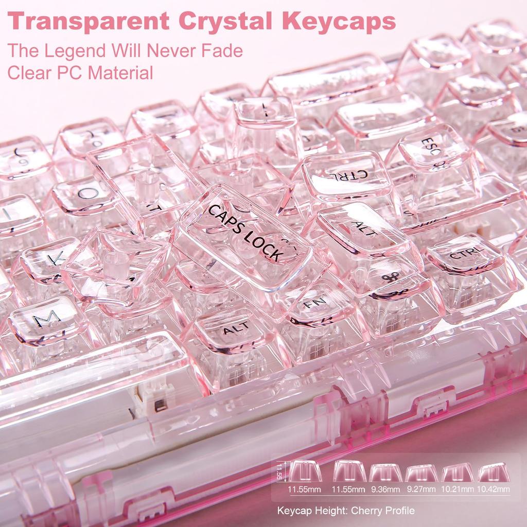 YUNZII X71 Mechanical Keyboard, Crystal Ice, Pink