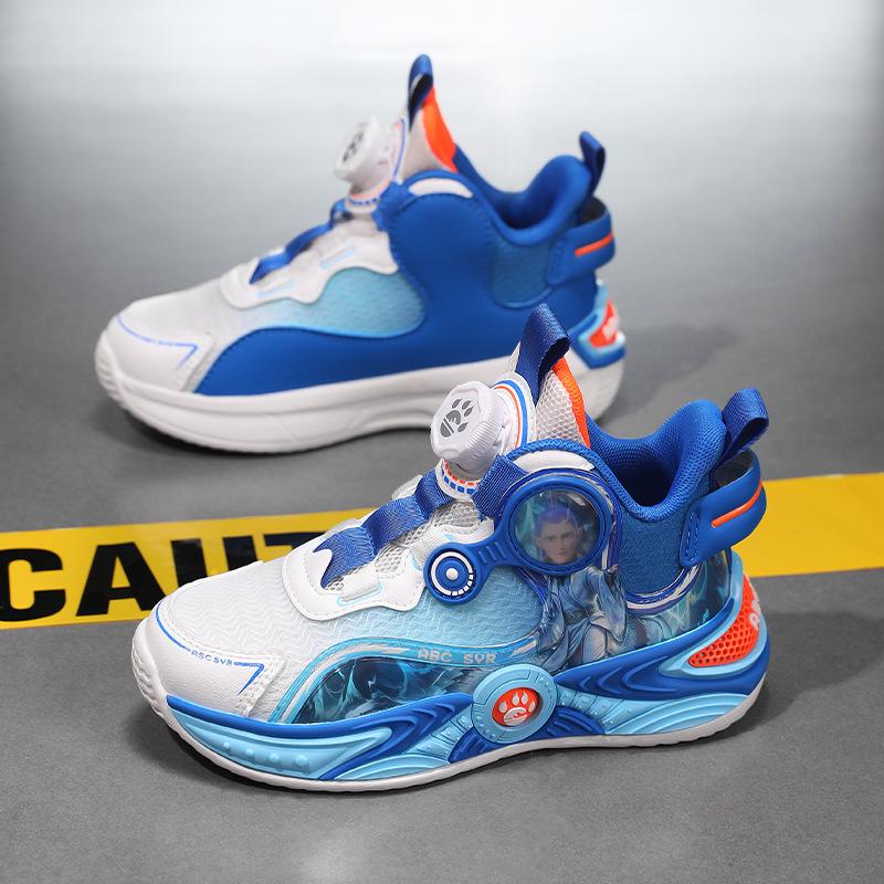 Nezha basketball shoes 2025 autumn new boys' shoes mesh breathable children's lightweight soft-soled non-slip sports shoes