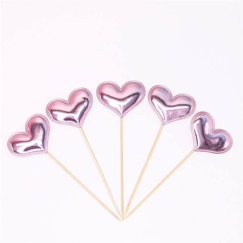 Large Glittery Leather Birthday Cake Topper Set: Heart, Star, Five-Pointed Star, and Crown