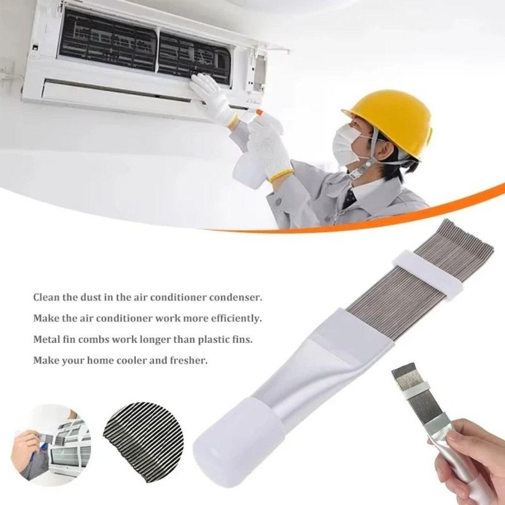 2Pcs/Set Stainless Steel Air Conditioner Condenser Fin Comb Fin Comb Cleaning Brush AC Fin Cleaning Brush Durable Design