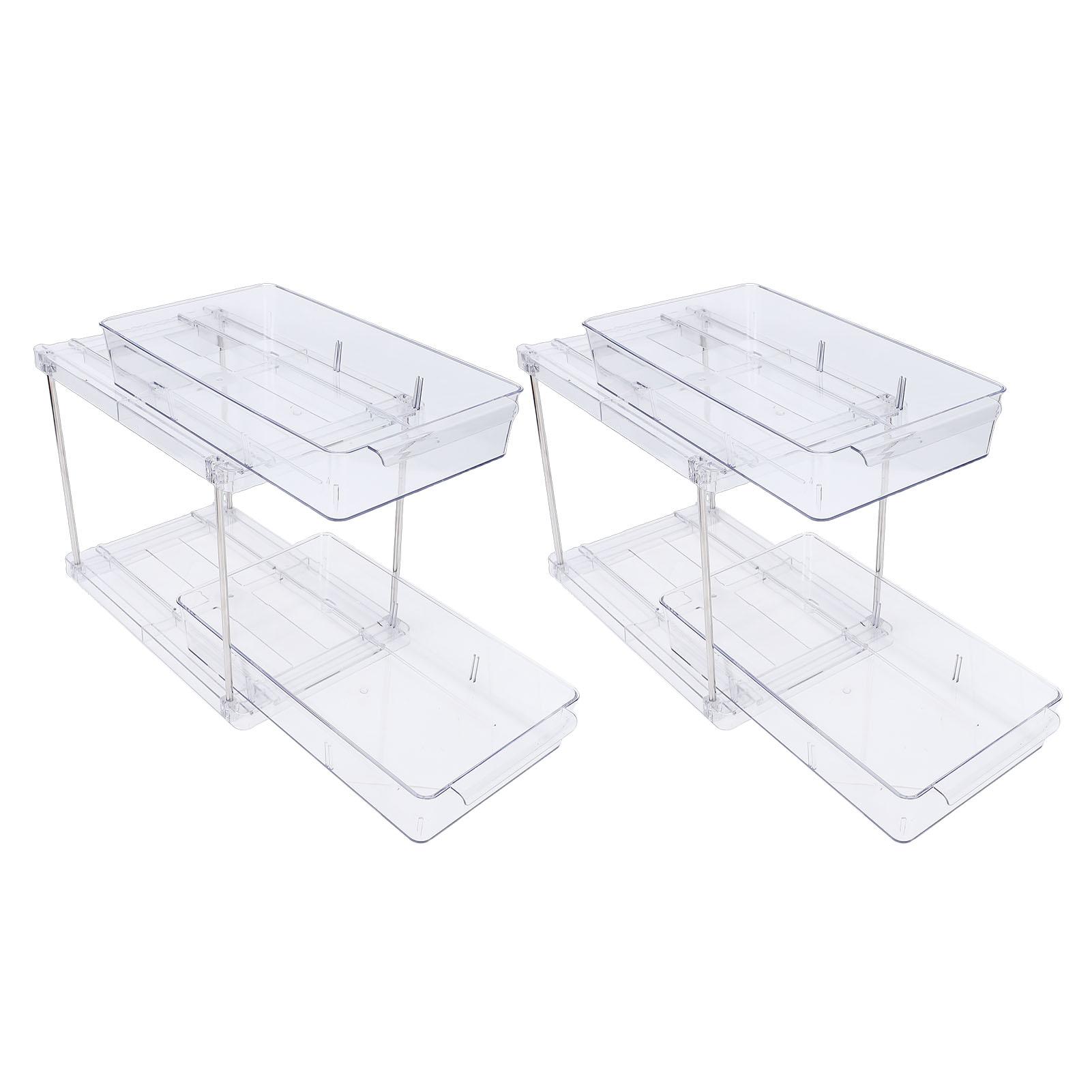 

2 Tier Vertical Pull Out Cabinet Organizer Multifunctional Clear Slide Out Seasoning Organizer for Kitchen Cabinets