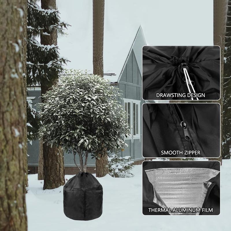 1 pièce Sac de protection hivernale pour plantes avec cordon de serrage et fermeture éclair Tissu non tissé respirant Protège les plantes du gel 45 x 50 cm