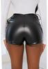 Women High Waist Black Faux Leather Tight Casual Bootcut Shorts