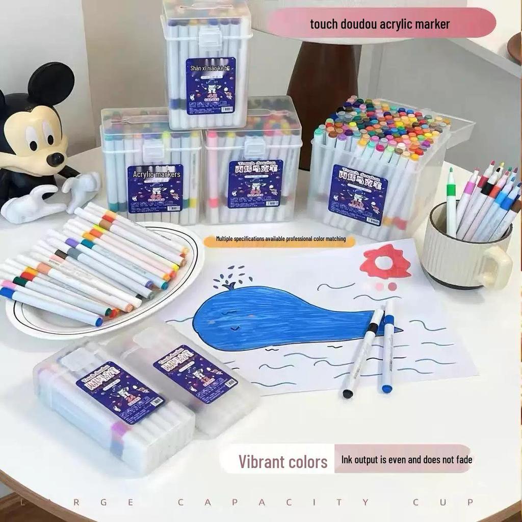 Acrylic Markers: 12, 48, 60, 80 Water-Based Colors for Student Art, Anime, Hand-Painting, Coloring, and Doodling.