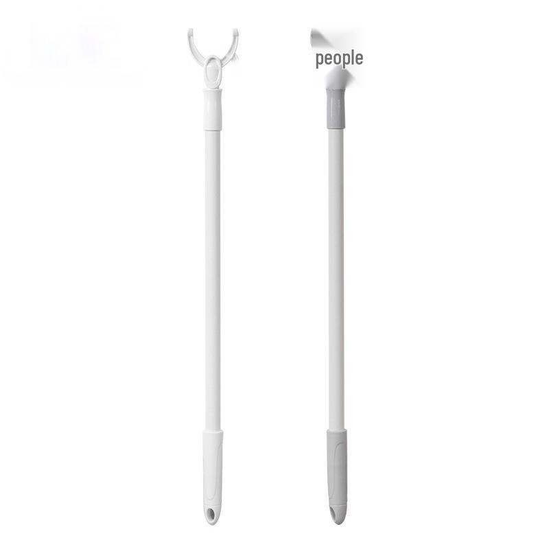Retractable PP Clothes Drying Pole with Fork for Dormitory and Household Use Gray [Telescopic 62CM to 102CM]