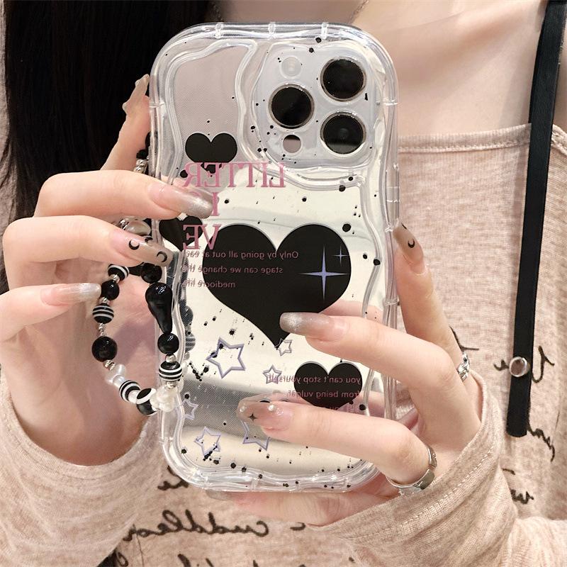 Zhitai Silicone Soft Case for iPhone 15/16 Pro with Cream Pattern and Bracelet, Compatible with iPhone 12/14/15