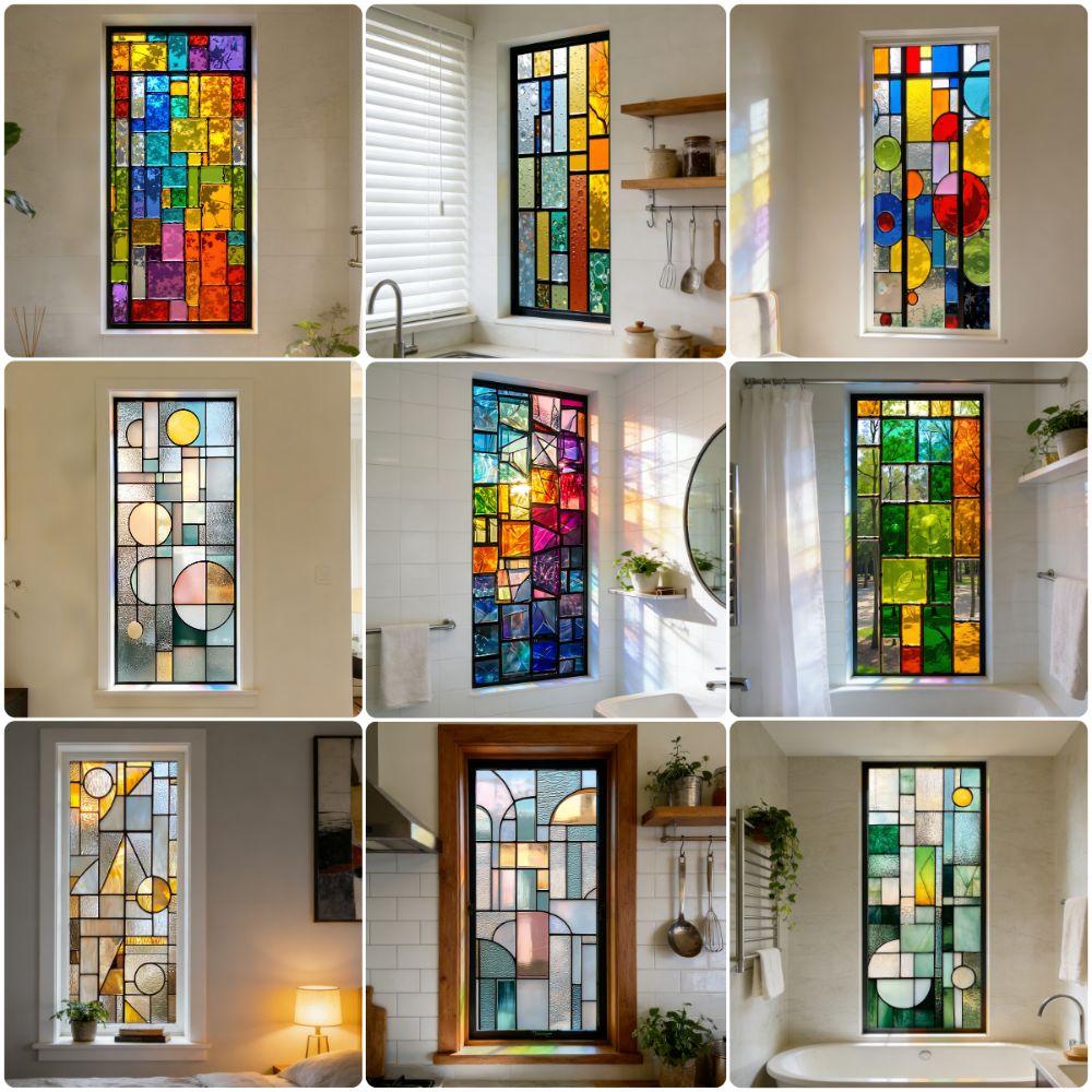 45*100cm Privacy Window Film Static Cling Frosted Window Film Stained Glass Stickers Glass Door