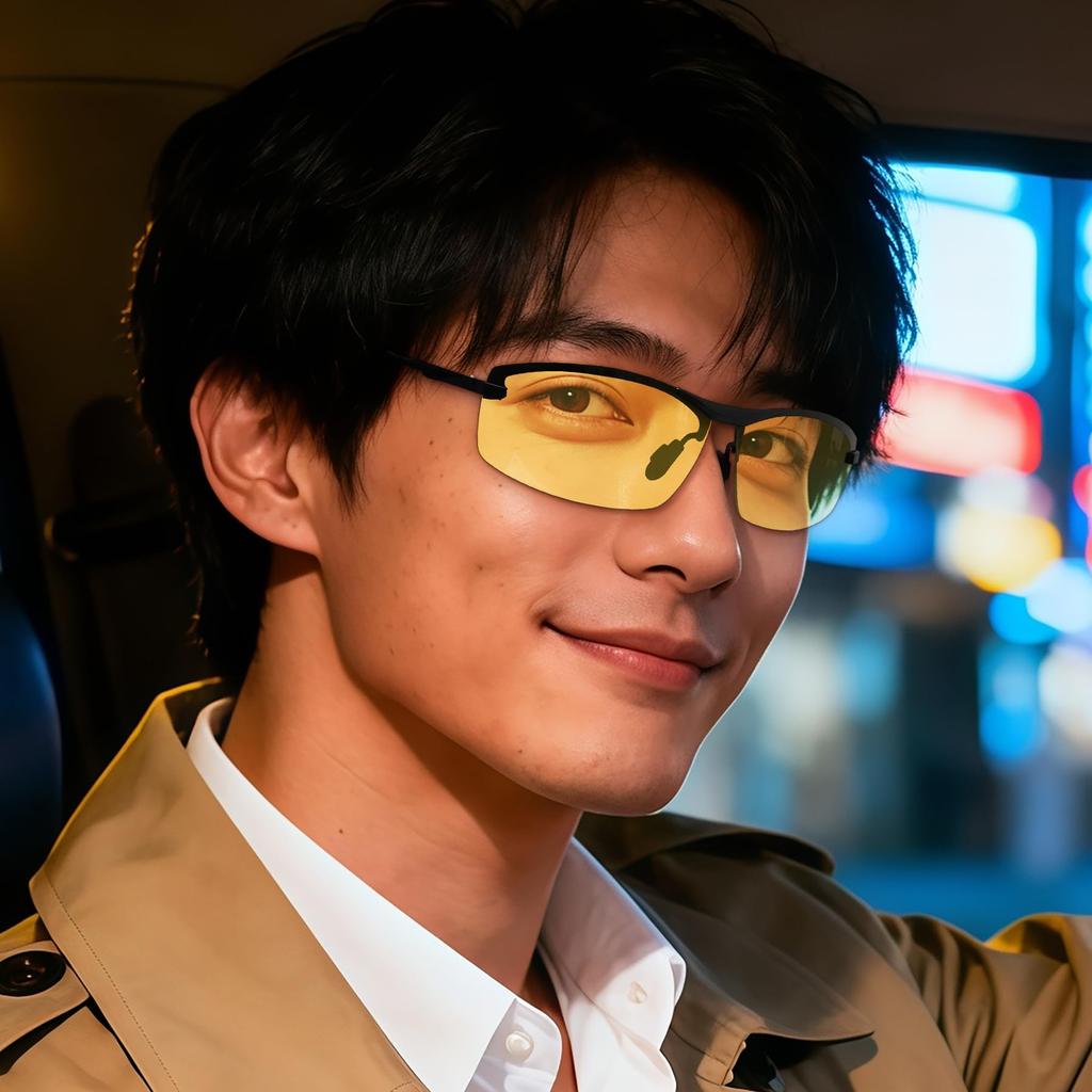 MAIVARDAY Men's Sports Night Glasses, Yellow, for Nighttime Fishing, Driving, Motorcycles, and More