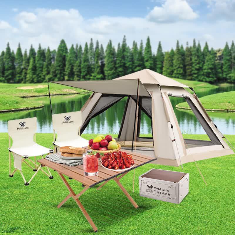 Makizaza Wood Grain Folding Roll-Up Camping Table