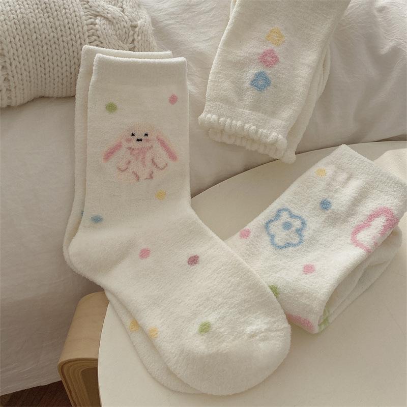 Australian Velvet Women's Autumn and Winter Cartoon Cute Postpartum Socks, Thickened Warm Home Floor Sleeping Socks
