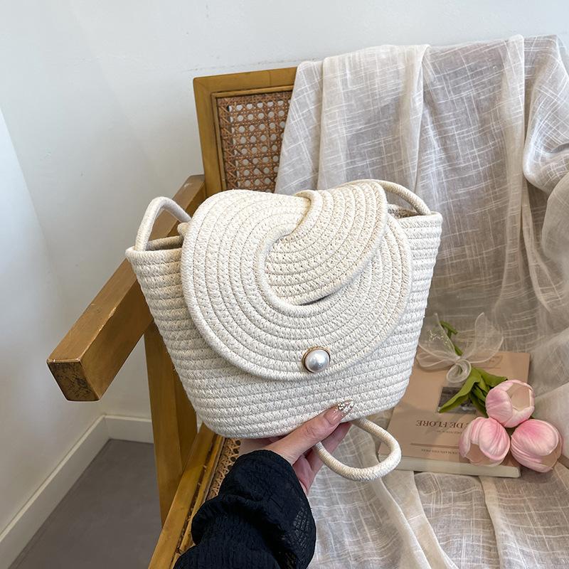 

Solid color fresh pearl bag cover messenger bag casual simple and beautiful shoulder bag exquisite seaside beach bag versatile bag