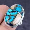 Natural Copper Blue Turquoise 925 Sterling Silver Jewelry Ring Size 9 l4L09