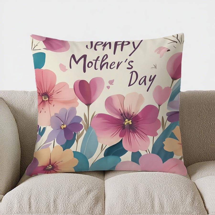 Home Decor Happy Mother'S Day Floral Heart Throw Pillow Pattern Cushion Cover Suitable For Sofa Bedroom Car Pillow Cover