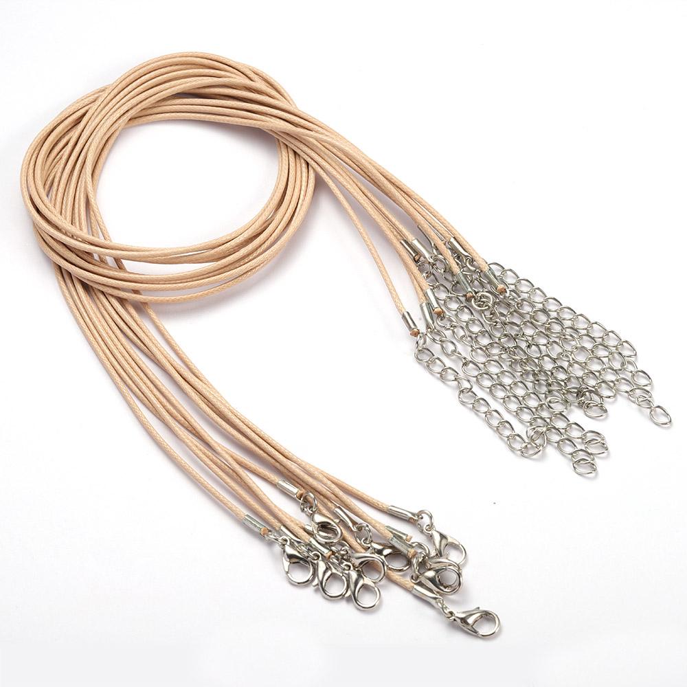 10-20pcs 45cm+5cm Lobster Clasp String Cord Real Leather Adjustable Braided Rope for Necklace Jewelry Making DIY Accessories