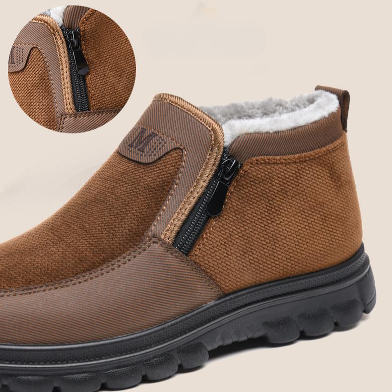 Herren Baumwollschuhe Fleece Dicksohlige Seitenreißverschluss Herren Casual Weichsohlige Leichtsohlige Papa Warme Schuhe