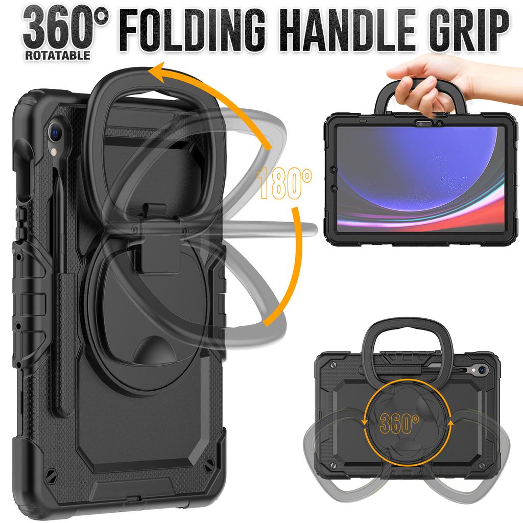 Rotating Stand Armor Case Universal For Galaxy Tab S10 Lite S9 FE SM-X400 X406 X520 X526 X510 X516 X710 X716 Handle Grip Cover