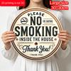 2D Flat, 1pc Round Aluminum Hanging Sign, "No Smoking Or Vaping Inside The House" Warning Text No Cigarette Icon Print, Suitable for Hotel Home Cafe