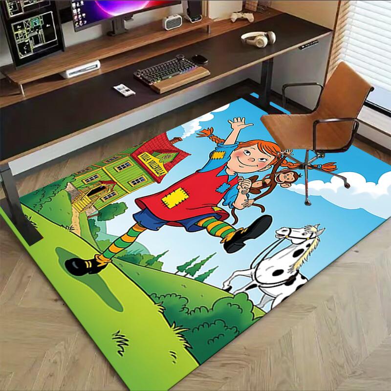 1 st Pippi Långstrump Villa Villekulla Extra Stor Halkfri Golvmatta, Kontor, Familj, Sovrum, Studio Stor Yta Matta Inomhusmattor
