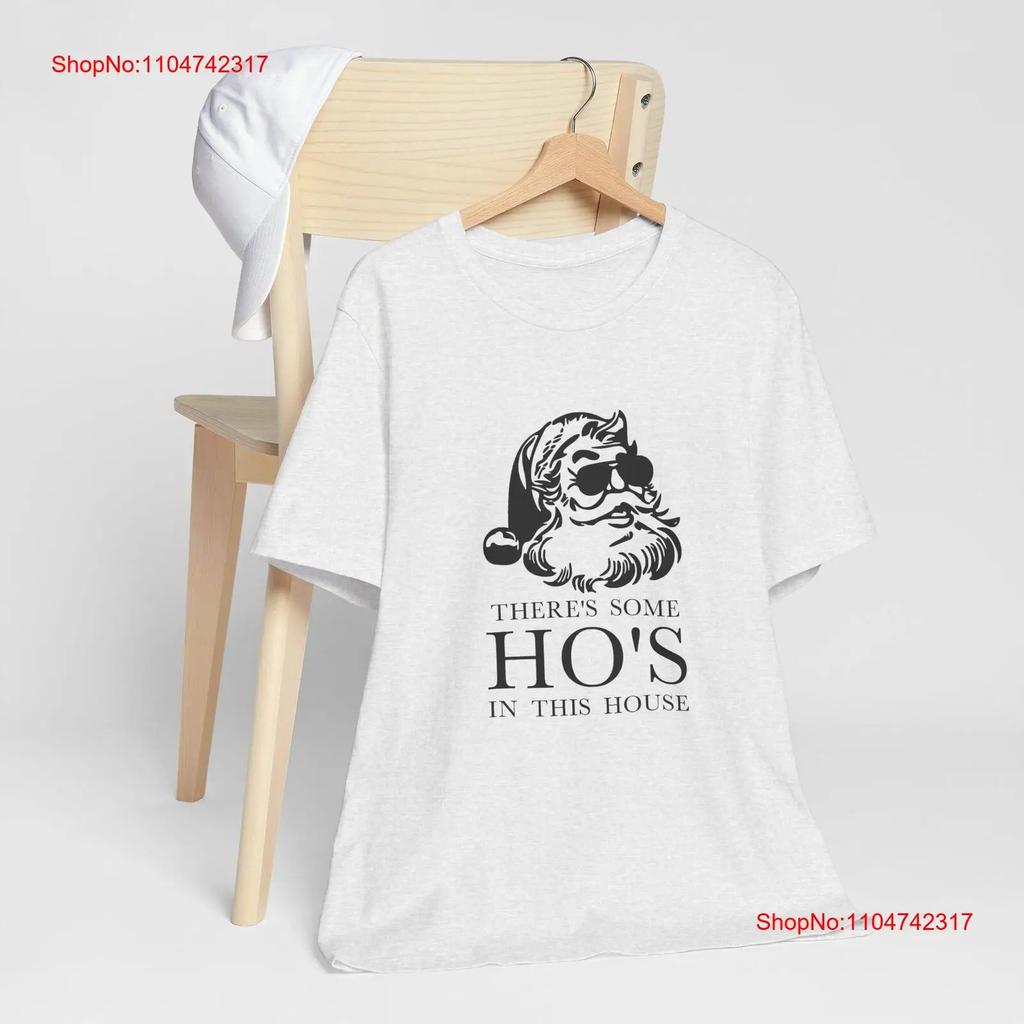 Funny Santa Christmas T Shirt Theres Some Hos In This House vintage Washed fashion Soft streetwear Casual designer clothes