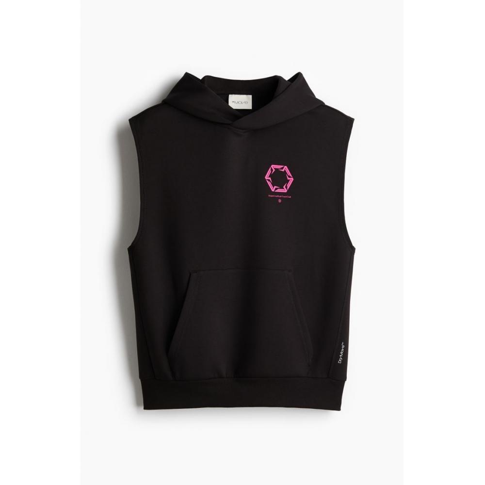 H M Sleeveless Sports Hoodie Loose Fit dryMove Black dopaMine rusH