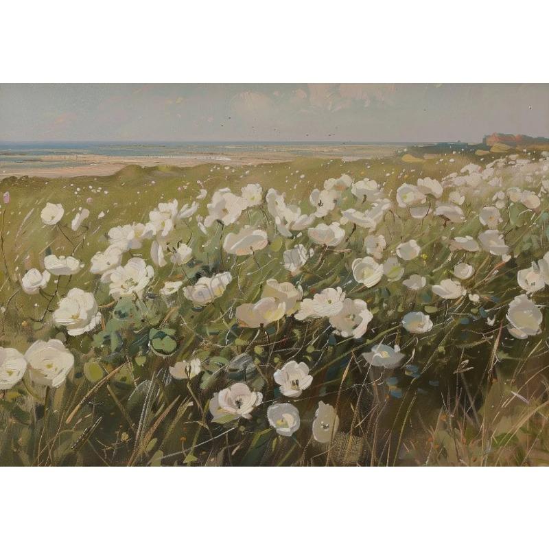 Colorful Spring Tulip Meadow Floral Grass Landscape Wall Art Poster Canvas Painting Pictures Rustic Farmhouse Office Home Decor