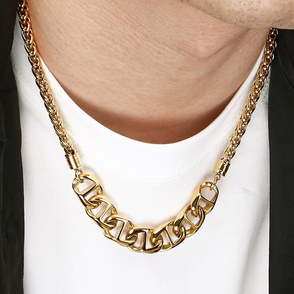 Trendy Statement Clavicle Chain Choker for Men Women Unisex Vacuum Plated Stainless Steel Necklaces Hypoallergenic Jewelry Gift