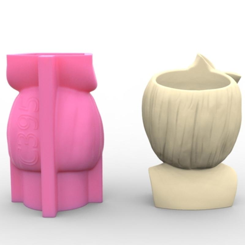 Flower Pot Silicone Mold Bowknot Girl Succulent Planter Concrete Mold DIY Craft Resin Epoxy Mold DIY Pen Holder Decor