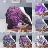 Linda Manta com Estampa Floral de Lavanda Manta Botânica Roxa Macia Manta de Fleece Macio Tamanho Gêmeo King